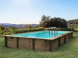 Piscina rettangolare rivestita in legno Sunrise 8,20x5,20x1,44 m