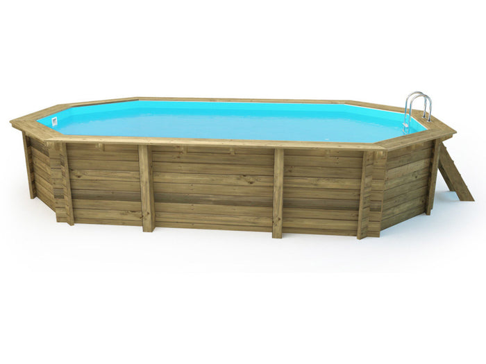 Piscina in legno da giardino San Paolo  6,57x4,07x1,20 m Copertura a bolle d'aria da 180 µ Copertura invernale da 280 g/m²  