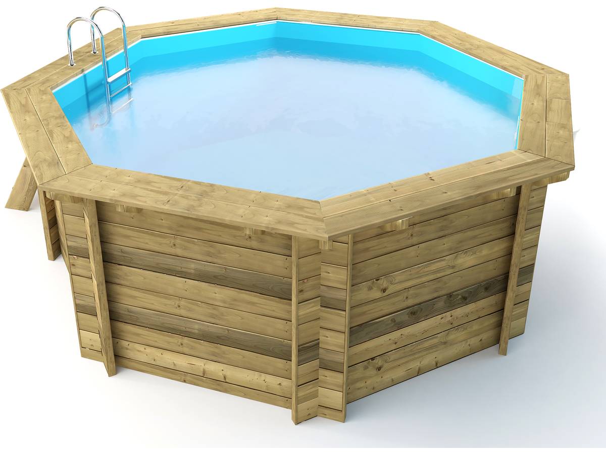 Piscina in legno Verona 5,10x1,20 m + pompa di calore reversibile Simplicity by Hayward ON/OFF 5 kW Bianco