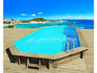 Piscina in legno Ibiza 8,57x4,57x1,31 m + pompa di calore da 6,1 kW