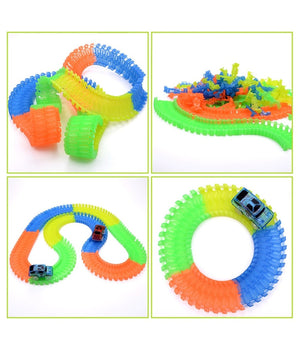 Pista Magic Macchinine Flessibile Costruzioni Fluorescente Auto Con Luci Bambini         