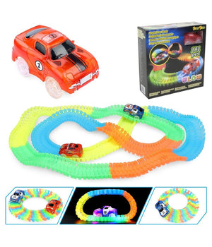 Pista Magic Macchinine Flessibile Costruzioni Fluorescente Auto Con Luci Bambini         