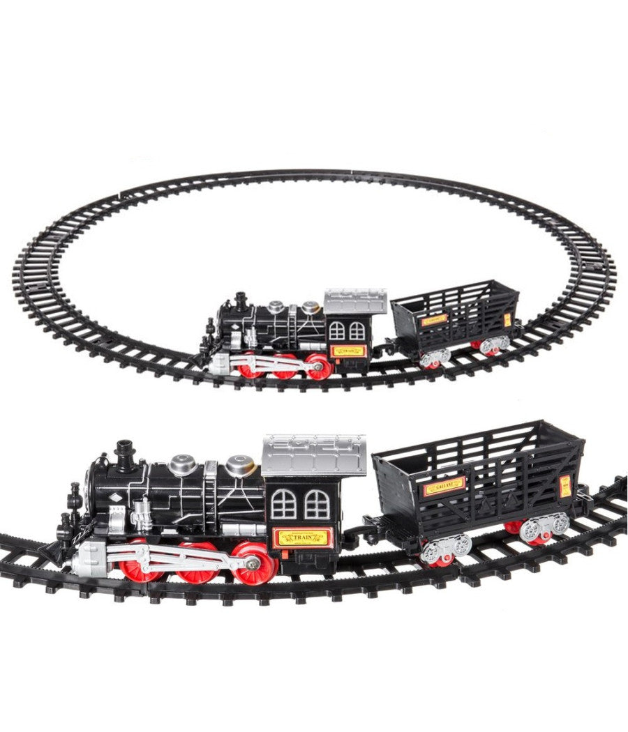 Pista Treno Trenino Per Bambini 204cm Con Binari Locomotiva Vagone Luci E Suoni         