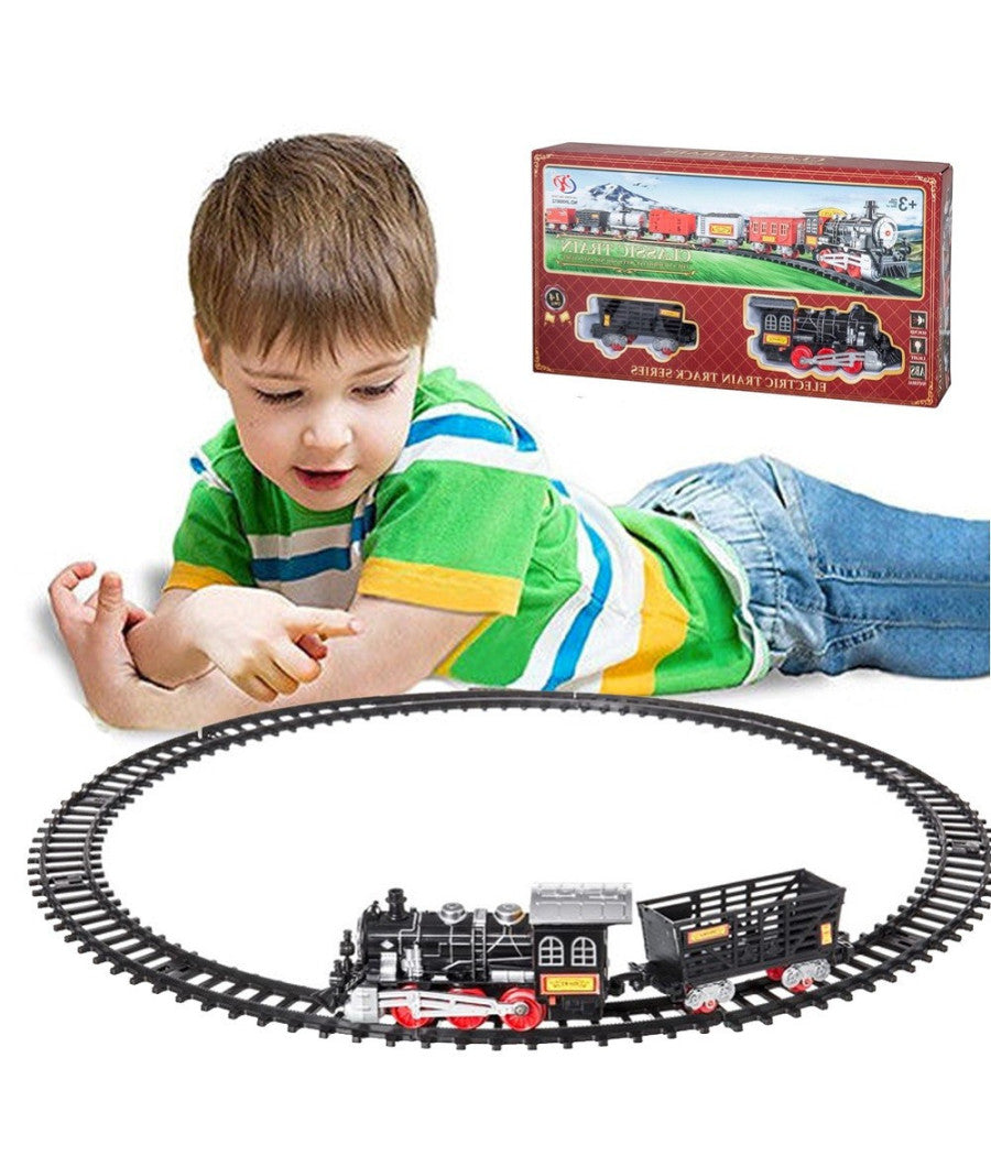 Pista Treno Trenino Per Bambini 204cm Con Binari Locomotiva Vagone Luci E Suoni         