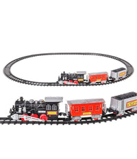 Pista Treno Trenino Per Bambini 250cm Con Binari Locomotiva 2 Vagoni Luci Suoni         