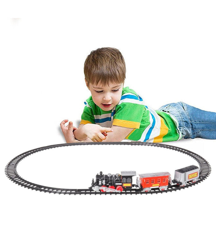 Pista Treno Trenino Per Bambini 250cm Con Binari Locomotiva 2 Vagoni Luci Suoni         