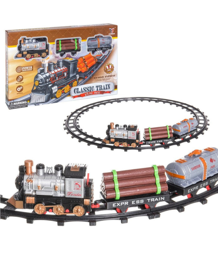 Pista Treno Trenino Per Bambini Lunghezza 144cm Con Binari Locomotiva E 2 Vagoni         