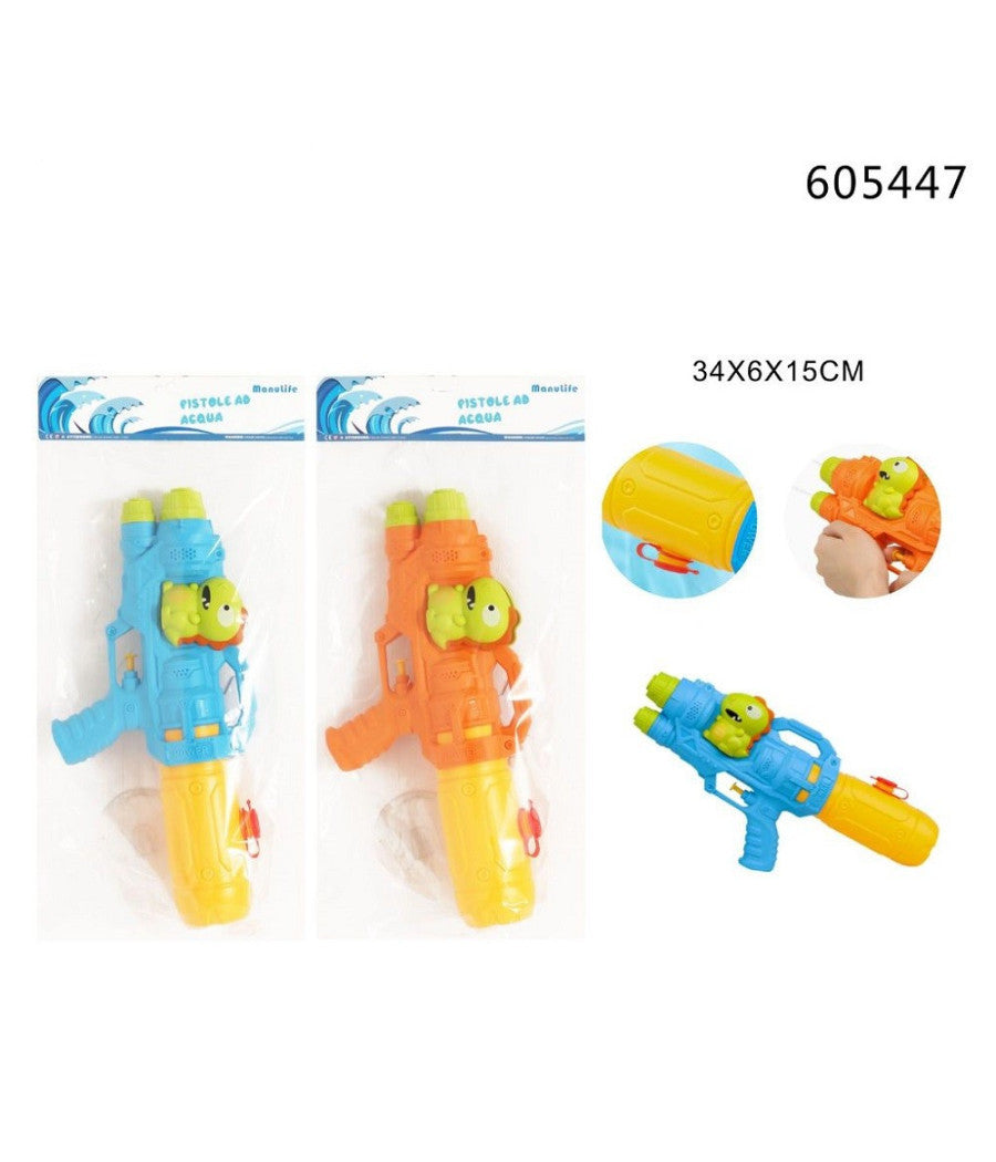 Pistola Ad Acqua Con Serbatoio Dinosauro 34x6x15cm Gioco Bambini Mare Ass 605447         