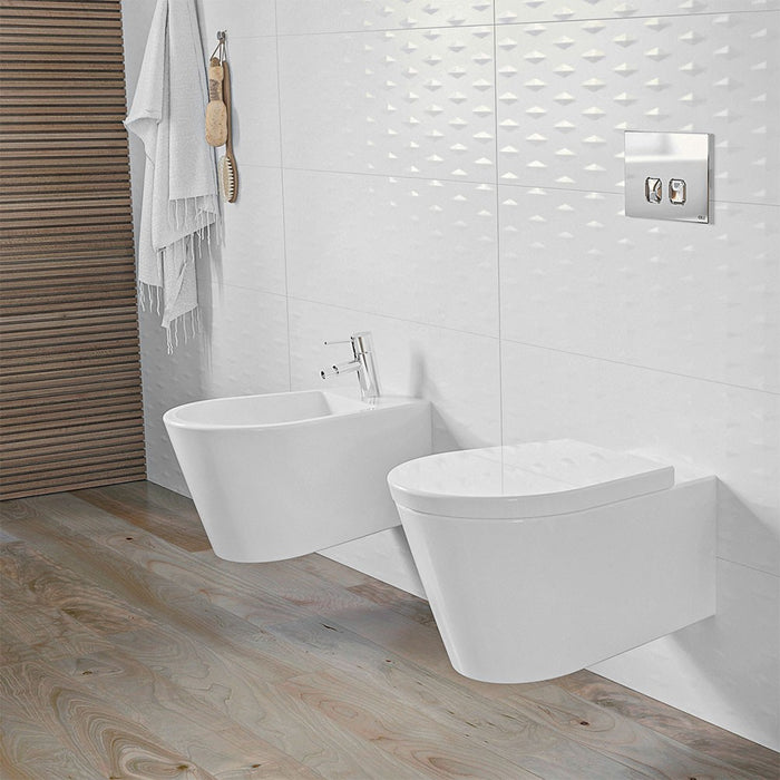 Placca cassetta wc Oli serie Plain in abs bianco con doppio scarico