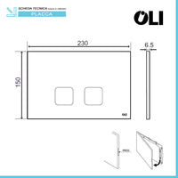 Placca cassetta wc Oli serie Plain in abs bianco con doppio scarico