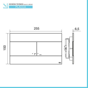 Placca cassetta wc Oli74 Plus slim in ABS nero Matt con doppio scarico 