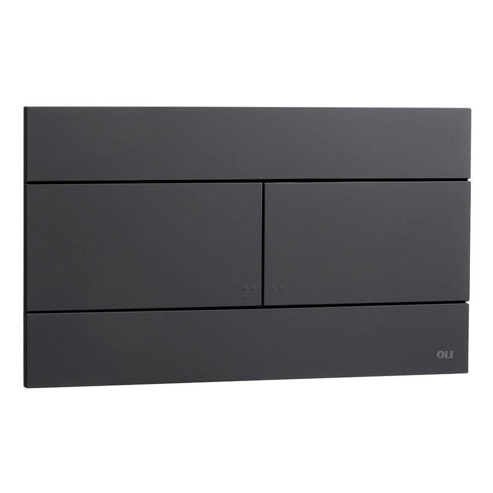 Placca cassetta wc Oli74 Plus slim in ABS nero Matt con doppio scarico 