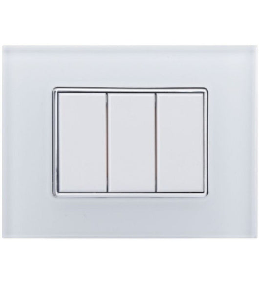 Placca Cristal 3m 4m 6m Bianco Effetto Vetro Compatibile Con Bticino Axolute   -3 Fori     -