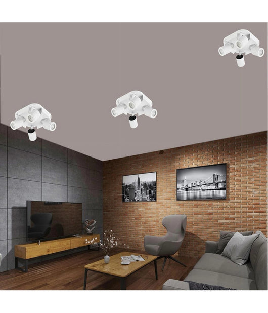 Plafoniera 4 Diffusori Orientabile Soffitto Parete Lampada Gu10 Bianco Nero Th8805  Bianco       