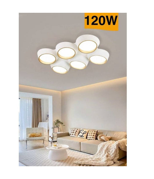 Plafoniera A Led 120 W Soffitto 6 Cerchi Irregolari Luce 4000k 6500k 3000k C51-b  -bianco Naturale      -