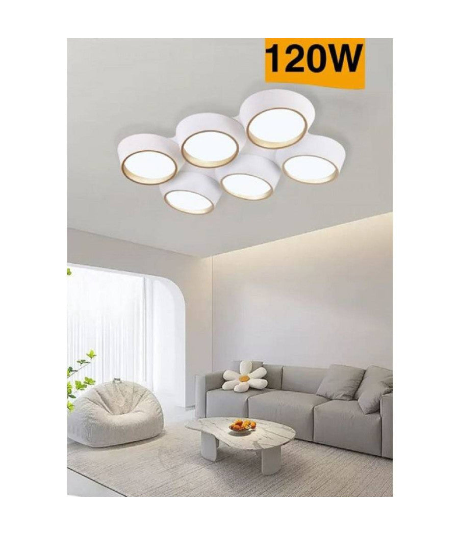 Plafoniera A Led 120 W Soffitto 6 Cerchi Irregolari Luce 4000k 6500k 3000k C51-b         