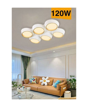 Plafoniera A Led 120 W Soffitto 6 Cerchi Irregolari Luce 4000k 6500k 3000k C51-b  -bianco Caldo      -