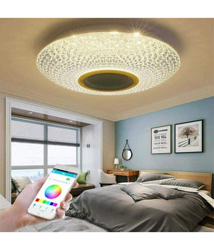 Plafoniera A Led Da 62 Watt Rgb Dimmerabile Con Cassa Bluetooth Per Musica         