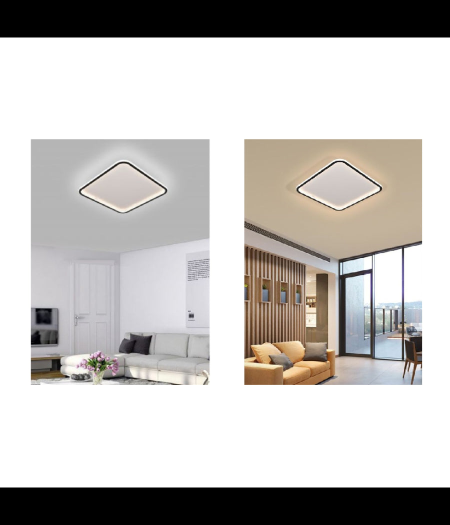 Plafoniera A Led Moderna Da Soffitto Quadrata 50w Luce Fredda Naturale Calda C12         