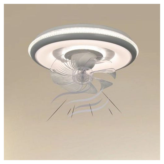 Trade Shop - Plafoniera A Ventola Luce 3200k-6500k Lampada Tonda Da Soffitto Ventilatore 33214         