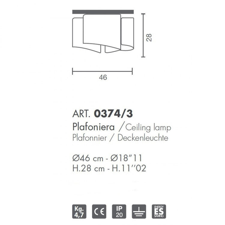 Plafoniera classica selene illuminazione papiro 0374 006 033 e27 led vetro lampada soffitto, vetro foglia oro