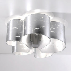 Plafoniera classica selene illuminazione papiro 0374 5 006 033 e27 led vetro lampada soffitto, vetro foglia argento