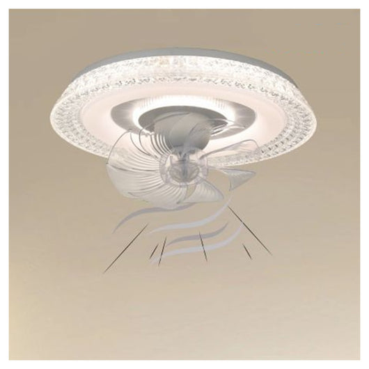 Trade Shop - Plafoniera Cristallo Con Ventola Lampada Soffitto Ventilatore Luce 3200k-6500k 33221         