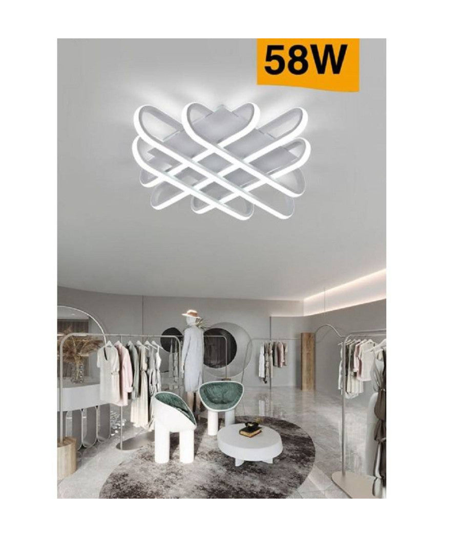 Plafoniera Da Soffitto Led 58 W Lampadario Moderno Luce 6500k 4000k 3000k C41-b  -bianco Freddo      -