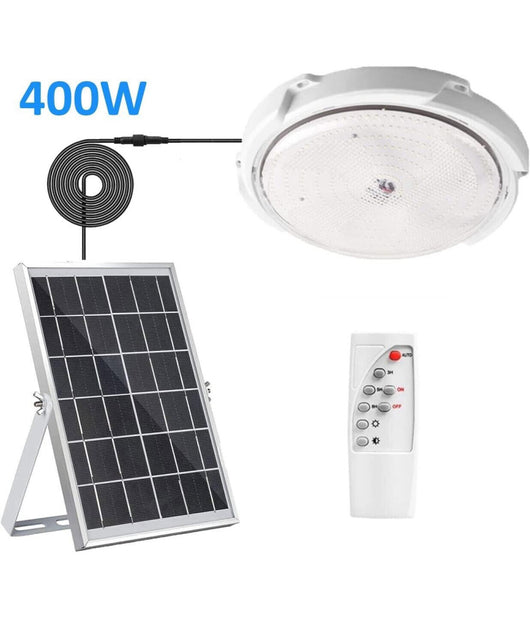 Plafoniera Faro Led Pannello Solare 400 W Con Sensore Crepuscolare Ip65 Esterno         