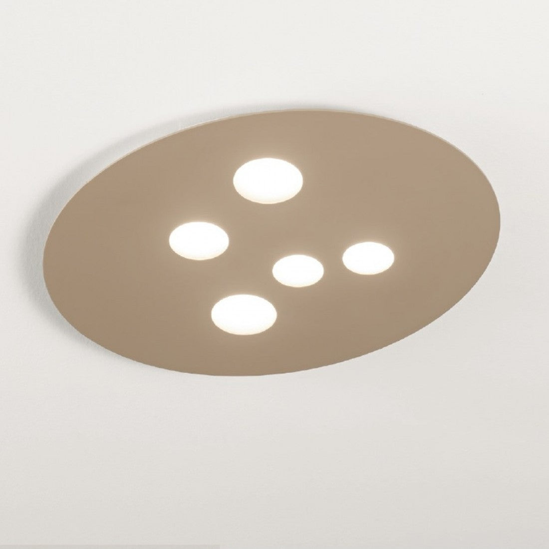 Plafoniera ge-luna pm gx53 led 60x50 alluminio metacrilato lampada soffitto moderno interno, finitura metallo tortora