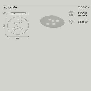 Plafoniera ge-luna pm gx53 led 60x50 alluminio metacrilato lampada soffitto moderno interno, finitura metallo bianco