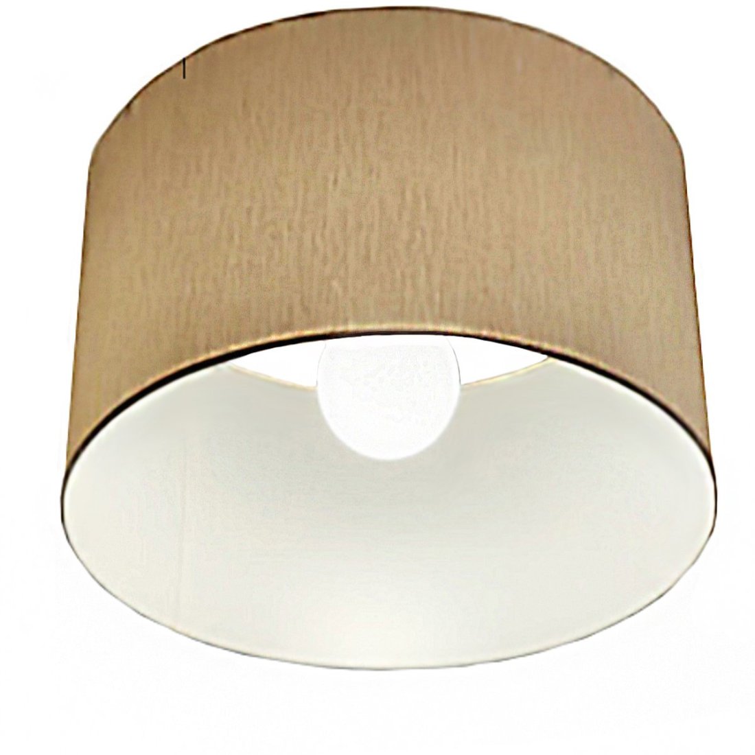 Plafoniera illuminando cilindro pl 43 e27 led metallo tessuto lampada soffitto classica moderna, paralume nocciola