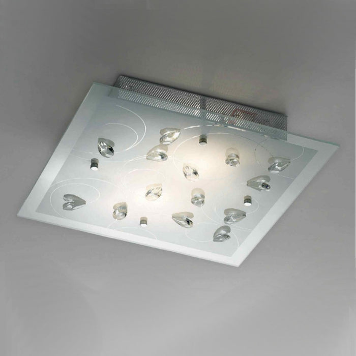 Plafoniera illuminazione petali e27 led lampada soffitto elegante moderna vetro cristallo interno, dimensione l40x40