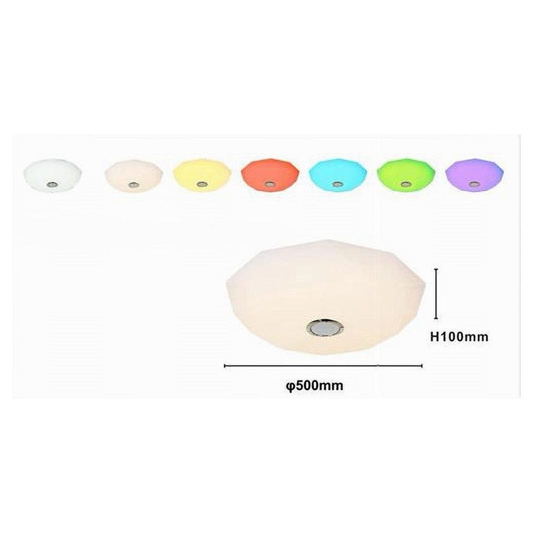 Trade Shop - Plafoniera Lampada Da Soffitto Led Bianco 60 Watt ø500mm Cambio Colore Rgb 02546         