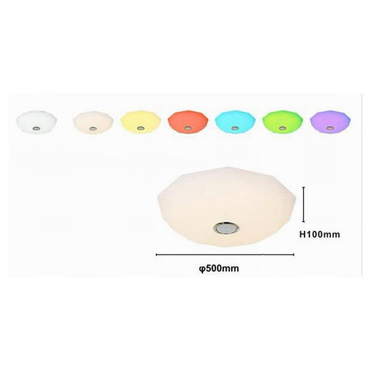 Trade Shop - Plafoniera Lampada Da Soffitto Led Bianco 60 Watt ø500mm Cambio Colore Rgb 02546         