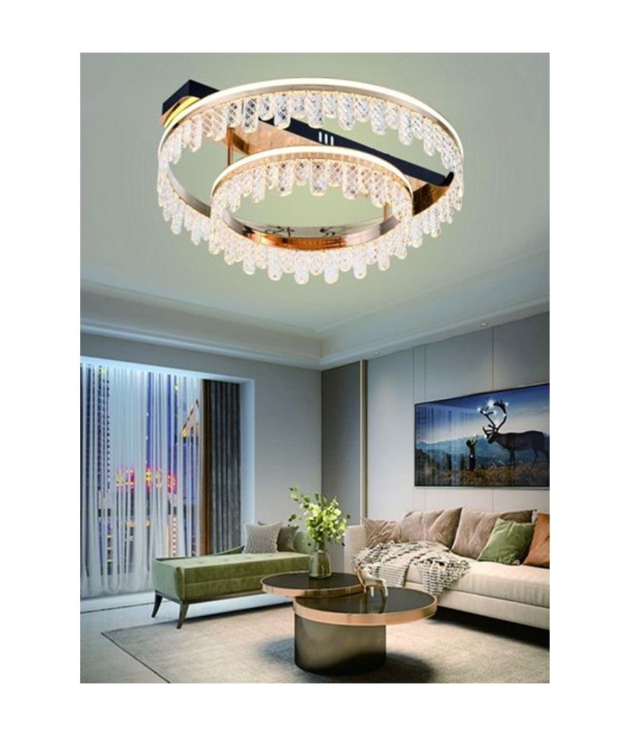 Plafoniera Lampadario Da Soffitto Led Dorata 72 W 3 Colorazioni Di Luce Pn-30-3c         