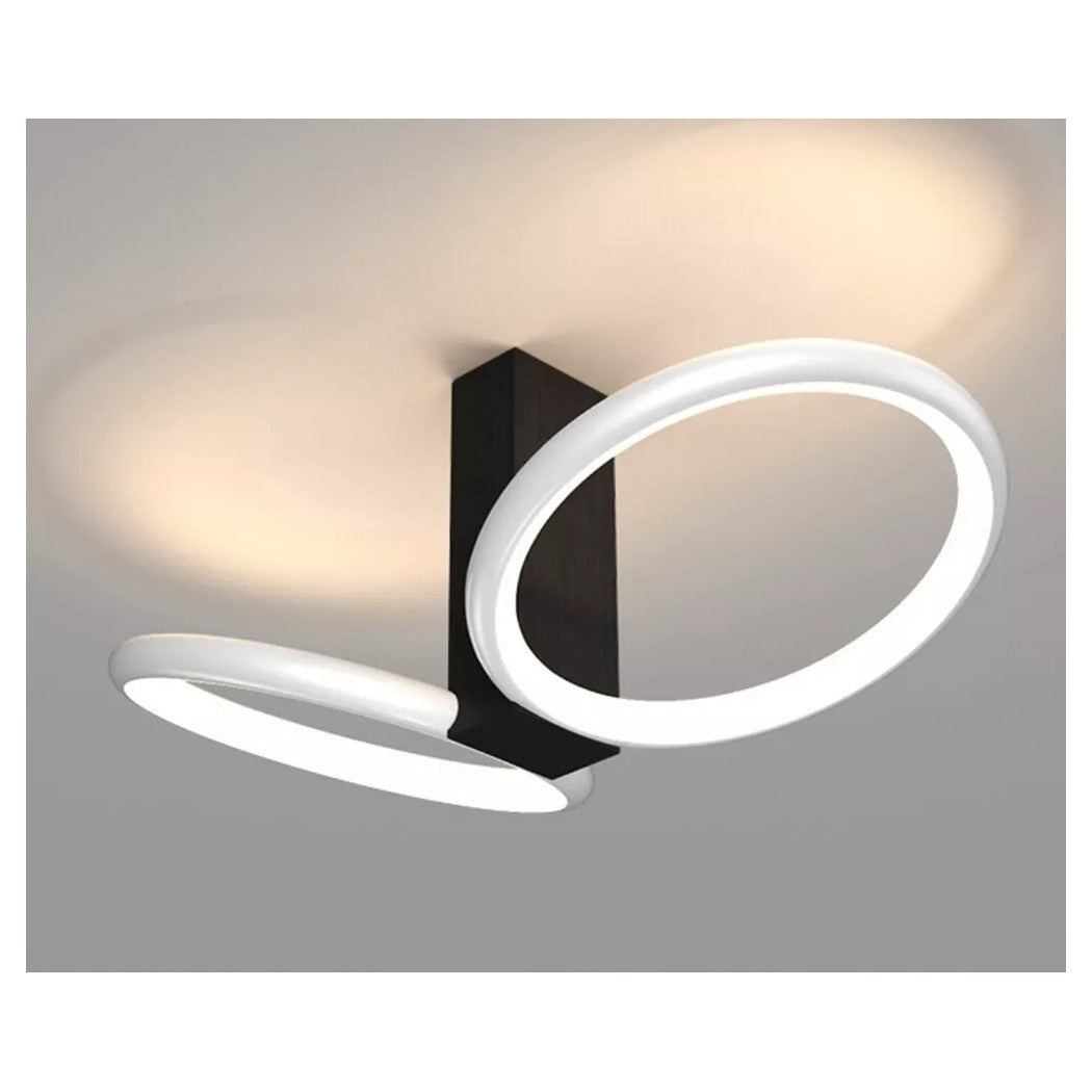 Trade Shop - Plafoniera Led 22w 2 Cerchi Bianco Moderno Lampadario Soffitto Doppio Anello 50537         