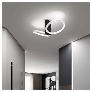 Trade Shop - Plafoniera Led 22w 2 Cerchi Bianco Moderno Lampadario Soffitto Doppio Anello 50537         