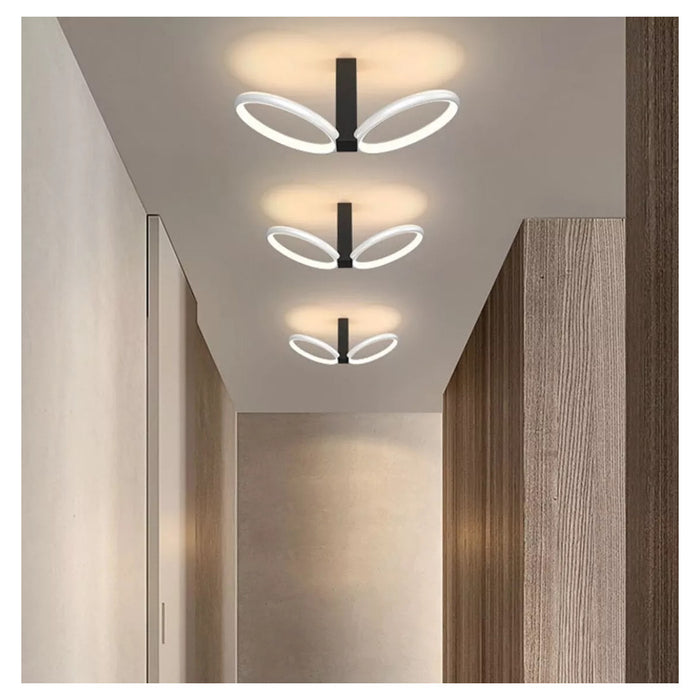 Trade Shop - Plafoniera Led 22w 2 Cerchi Bianco Moderno Lampadario Soffitto Doppio Anello 50537         