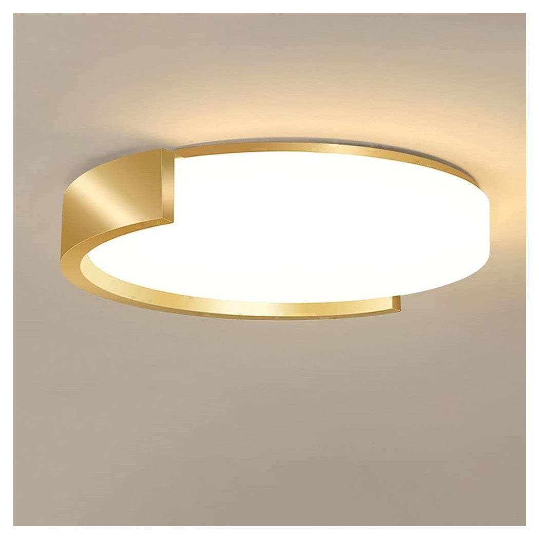 Trade Shop - Plafoniera Led 24 W Cerchio Oro Design Moderno Soffitto Tonda Luce Fredda 50125         