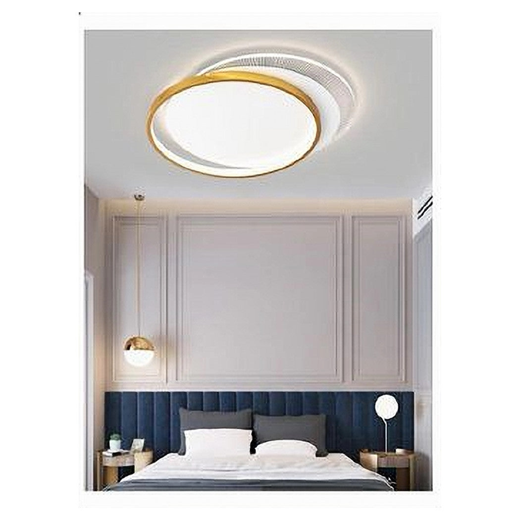 Trade Shop - Plafoniera Led 30 W Cerchio Oro Lampadario Da Soffitto Tondo Luce Naturale 70715         