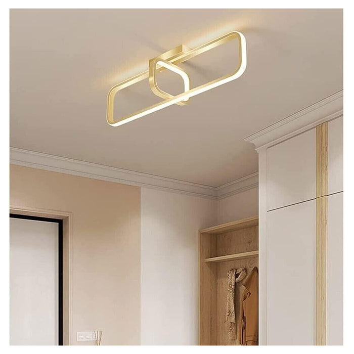 Trade Shop - Plafoniera Led 32 W Rettangolare Oro Design Moderno Lampadario A Soffitto 50224         