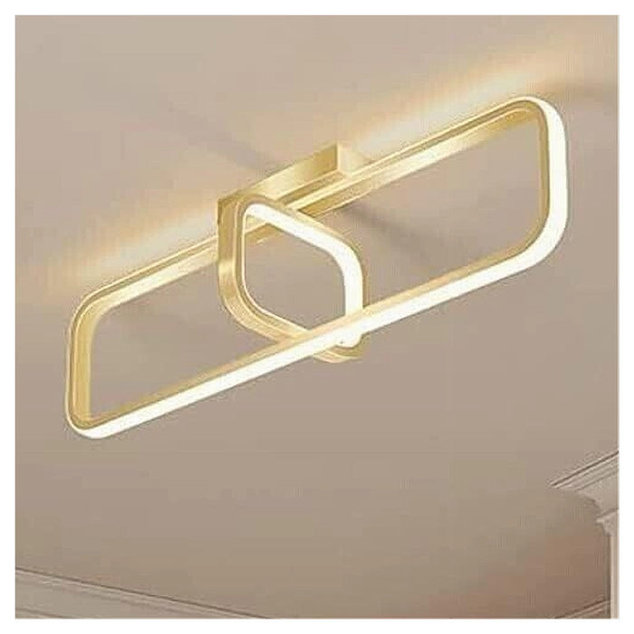 Trade Shop - Plafoniera Led 32 W Rettangolare Oro Design Moderno Lampadario A Soffitto 50224         