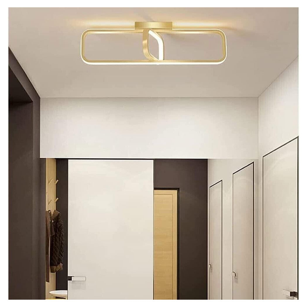 Trade Shop - Plafoniera Led 32 W Rettangolare Oro Design Moderno Lampadario A Soffitto 50224         