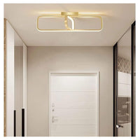 Trade Shop - Plafoniera Led 32 W Rettangolare Oro Design Moderno Lampadario A Soffitto 50224         