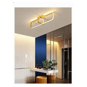 Trade Shop - Plafoniera Led 32 W Rettangolare Oro Design Moderno Lampadario A Soffitto 50224         