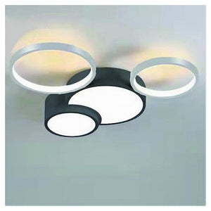 Trade Shop - Plafoniera Led 36w 4 Cerchi Argento Nero Lampada Soffitto Moderno Luce 4000k 70937         