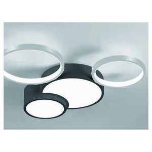 Trade Shop - Plafoniera Led 36w 4 Cerchi Argento Nero Lampada Soffitto Moderno Luce 6500k 70944         