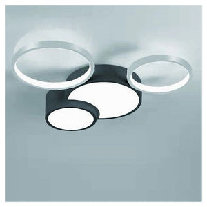 Trade Shop - Plafoniera Led 36w 4 Cerchi Argento Nero Lampada Soffitto Moderno Luce 6500k 70944         