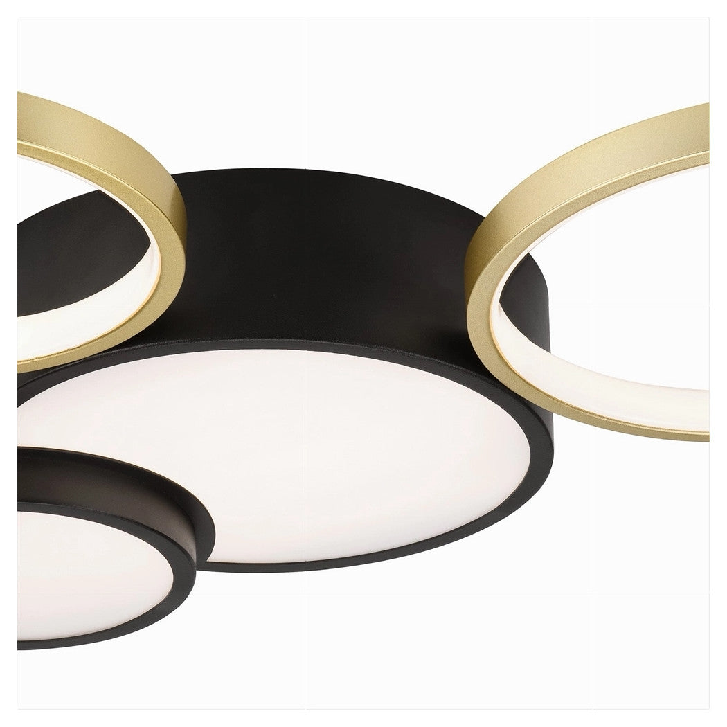 Trade Shop - Plafoniera Led 36w 4 Cerchi Oro Nero Lampada Da Soffitto Moderno Luce 4000k 70951         